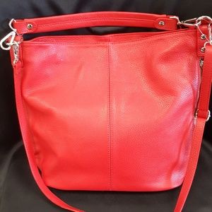NWT Genuine Leather Large Red Satchel Handbag